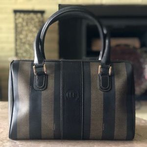 Authentic Fendi Pequin Boston Bag